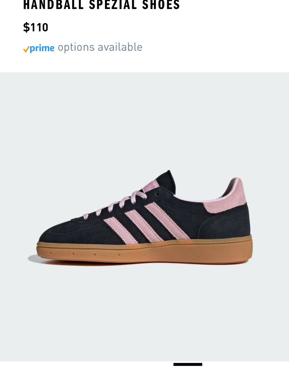 adidas Handball Spezial Black and Pink Suede Sneakers with Gum Sole
